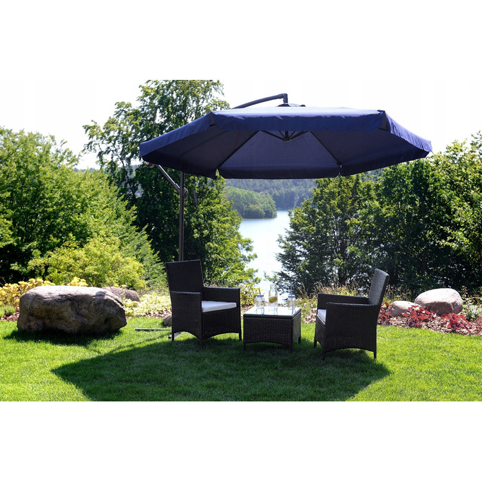 Садова парасолька з боковим стійкою Funfit Garden, синя, 350 x 250 см