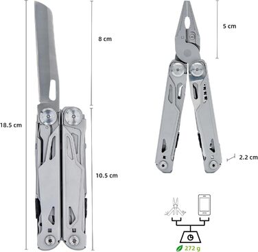 Мультитул преміум-класу 27-в-1: інструмент для кемпінгу, туризму та відпочинку на природі | З набором біт та зручною сумкою