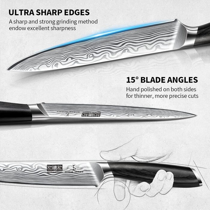 Набір кухонних ножів HOSHANHO 5 шт. з японської пудрованої сталі, професійний, з ергономічною ручкою з пакавуду