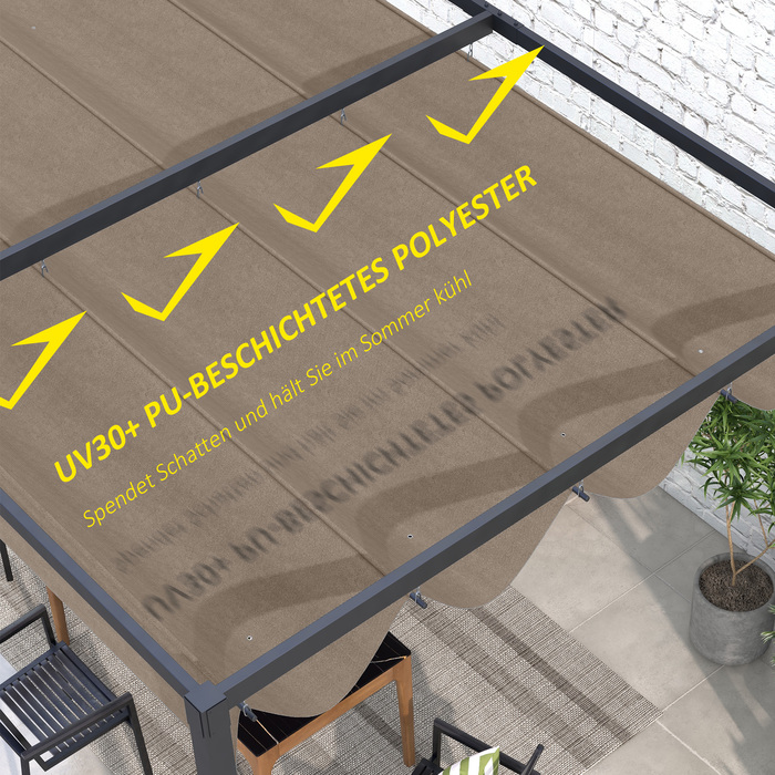 Outsunny Replacement Canopy for 2.85 x 2 m Pergola, Water-Repellent Retractable Wave Canopy with Rain Drainage Holes, UV Protection 30+, Winter-Proof Shade Cover for Garden, Balcony, Terrace, Cafe | Aosom