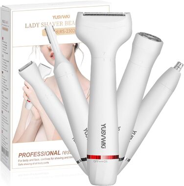Електричний жіночий триммер 5-в-1 для бікіні, обличчя, ніг та під пахвами. Бездротовий, вологостійкий, з USB-зарядкою