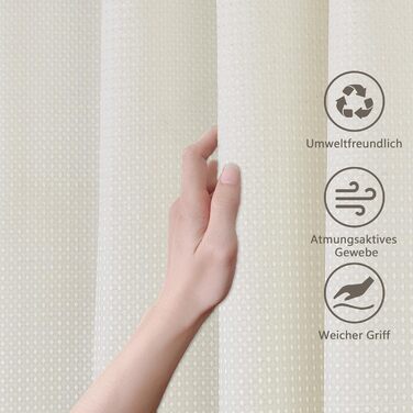 Шторка для душу Waffel з тканини поліестер, 183x183 см (зелена), з 12 кільцями, вологостійка, для ванни та душу