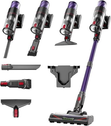 Бездротовий акумуляторний пилосос 550W, потужність 50Kpa, без мішка, з сенсорним екраном, антинамотування, для килимів, твердих поверхонь, авто