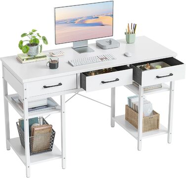 CubiCubi Desk with 3 Drawers & 4 Shelves - Home Office Computer Desk, Gaming Desk (120 x 50 cm)