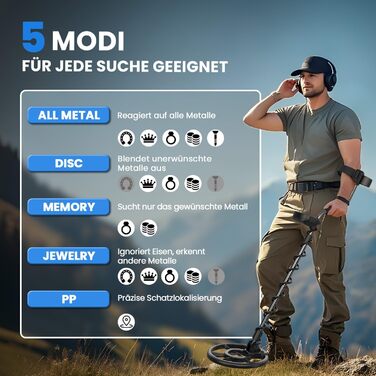 Металодетектор DR.ÖTEK Profi Set: Легкий, для дітей та дорослих, з Pinpoint, 5 режимів, вологостійкий, преміум-якість