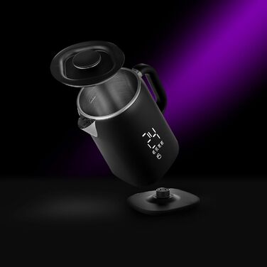 Електричний чайник-заварник Lehmann з нержавіючої сталі, 1,7 л, терморегуляція 45-100°C, з термостатом та дисплеєм, чорний