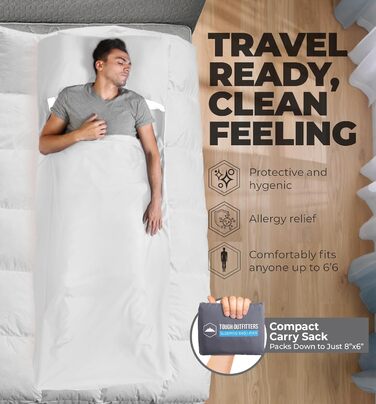 Sleeping Bag Liner – Adult Sleeping Bag & Travel Bed Sheets – Travel Sleeping Bag for Backpacking, Hotels & Hostels – Lightweight Single & Double Sleeping Bag – Comfortable Camping Bed Sheets