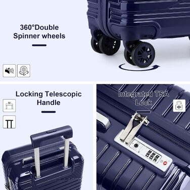 Набір валіз Sea Choice 4 в 1: S/M/L/XL, жорсткий корпус, PC, ручна поклажа, Beautycase, розширюваний, з YKK, TSA-замок, 4 колеса, темно-синій
