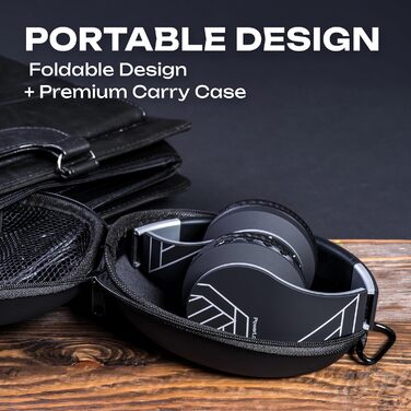 Bluetooth навушники PowerLocus Over Ear бездротові складні навушники On Ear з мікрофоном для iPhone, Android, PC (Чорний/Срібний)