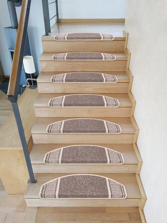 Набір килимків на сходинки Potsdam Metzker Braun, 15 шт., напівкруглі, коричневі, сумісні з килимовими доріжками