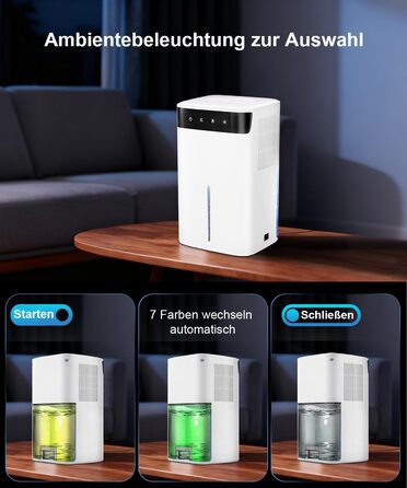 Електричний осушувач повітря 2600 мл з тихим режимом та підсвіткою, захист від замерзання. Ідеально для кухні/підвалу