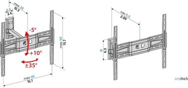 Настінний кронштейн для ТБ Meliconi CME ER 400 (чорний), поворотний та нахильний, VESA 200x200-300x300-400x400, для телевізорів 40”–55”, до 25 кг, Made in Italy