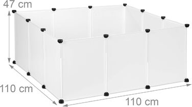 Вольєр для дрібних тварин Relaxdays, пластиковий, розширюваний, 92 x 110 x 110 см, білий (12 шт.)