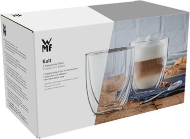 WMF Double-Walled Cappuccino Glasses Set, 2-Piece, Double-Walled Glasses 250ml, Floating Effect, Thermal Glasses, Heat-Resistant Tea Glass, Coffee Glass