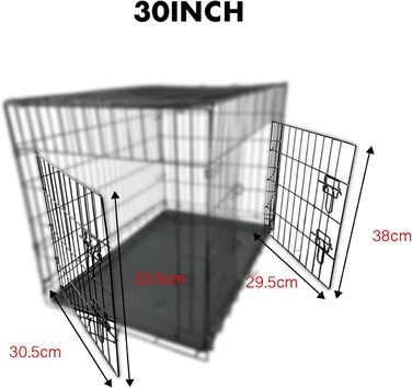 Клітка для собак 60 x 43 x 48 см, розкладний транспортний відсік з 2 дверцятами, металева переноска для тварин, авто-будка, клітка для собак середнього розміру (30 дюймів, 76 см)