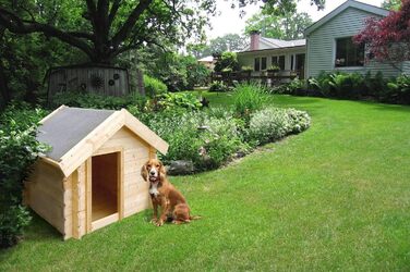 Будка для собак Outdoor маленьких порід – дерев'яна будка для собак, водостійкий дах 76 x 99 x H80 см, розмір S, Timbela M401-1 розмір M, натуральне дерево