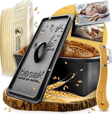 Tomorrow: Loaf pan with lid, proofing basket & dough scraper - cast iron baking pan accessories - loaf pan, toast bread pan, loaf pan, casserole dish, loaf pan, square loaf pan, loaf pan baking set