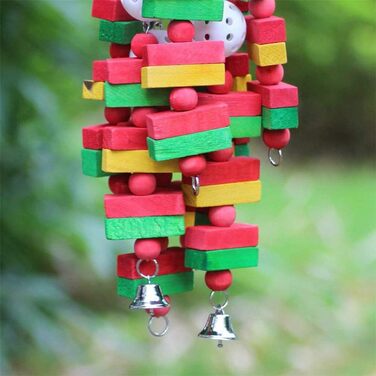 DIYARTS Wooden Parrot Toy Hanging Bird Chewing Colorful Parrot Toys Small Medium Bird Block Toy for African Grey Macaws Cockatoos Eclectus