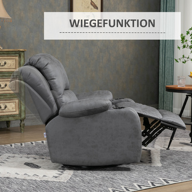 HOMCOM Electric Recliner Chair with Rocking and Reclining Function, TV Recliner with Reclining Function, Cup Holder, Grey