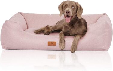 Ліжко для собак Knuffelwuff Emma з велюру, XL, 105 x 75 см. Знімний чохол, легко мити. Підходить для великих, середніх та маленьких собак (Рожевий)