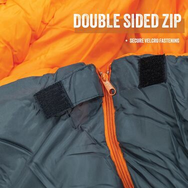 Спальний мішок Milestone Camping Mumienschlaфack, сірий & оранжевий, для одного, зручний та портативний, з сумкою, водонепроникний, 2 сезони, для одного, односпальний