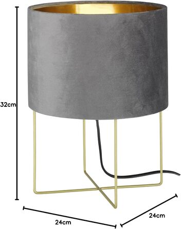 Торшер Fischer & Honsel Aura: класичний дизайн, золотий метал, синій оксамитовий абажур, висота 34 см