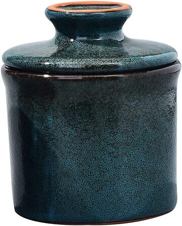 Ceramic Butter Container – Ceramic Butter Dish with Water Line for Countertop, Keeps Butter Fresh, Blue