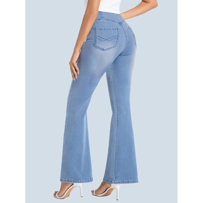 Джинси жіночі Bootcut з високою посадкою VX VONXURY, темно-сині, еластичні, 4 кишені, повсякденні/офісні - 31 Inseam (XL), світло-блакитні - 29 Inseam