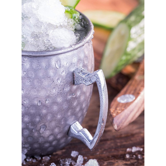 Набір для коктейлів Buddy's Bar Moscow Mule: 2 мідні келихи 500 мл, барна ложка 27 см, джигер 5 cl, чорна преса для лайма, подарункова упаковка, харчова нержавіюча сталь, 4 предмети
