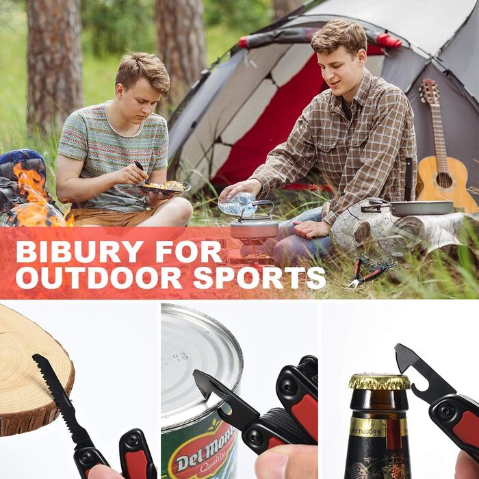 Мультитул BIBURY 14 в 1: плоскогубці, ніж, ліхтарик та інше. З чохлом для ремонту, кемпінгу, подарунок для чоловіка