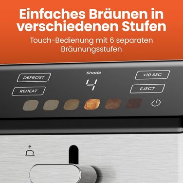 Тостер Chefman з цифровим керуванням, нержавіюча сталь, 2 слоти, 7 рівнів підсмажування, для тостів, багетів та розморожування