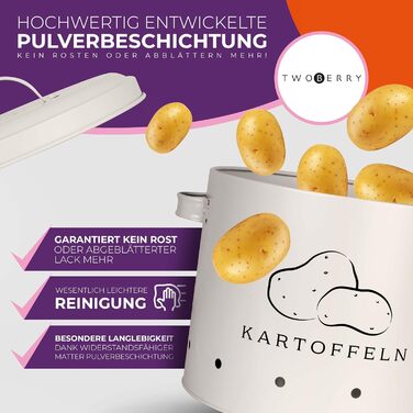 Storage Boxes [Set of 3] including peeler - longer shelf life thanks to 360° air circulation - ideal storage for onions, potatoes & garlic (White)