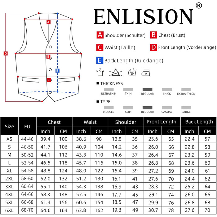 Костюмний комплект Enision для чоловіків: жилет, краватка та нагрудна хустинка з двобортною в'язкою жакард, темно-зелений (S)