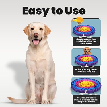 PET ARENA килимок-нюхалка для собак – інтелектуальна іграшка з міцних матеріалів, регульованого розміру та можливість прання (жовто-блакитний)