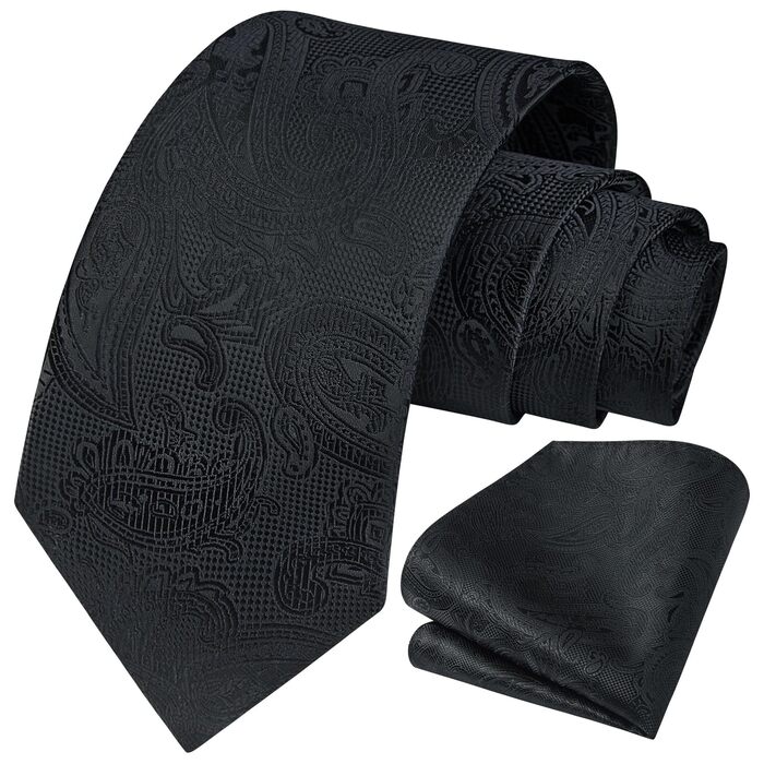 HISDERN Комплект краватки та нагрудного хустинки з квітковим візерунком Пайслі, зелений/чорний