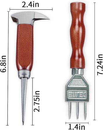 SuproBarware Ice Pick Set with 5-18.2 cm and 17.2 cm Stainless Steel Ice Crusher with Wooden Handle, Japanese Style, Ideal for Bars and Home