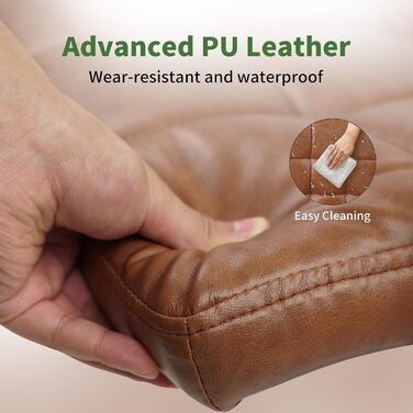 Крісло офісне CLATINA, шкіра, 160 кг, ергономічне, 360°, регульоване, з підлокітниками, для дому/офісу, коричневе (1 шт.)