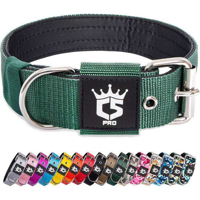 Тактичне об'єднання для собак TSPRO, міцне об'єднання з металевою застібкою, 3,8 см, регульоване та товсте для середніх та великих собак (зелене M), розмір шиї M-H (регульоване 40-48 см), зелене