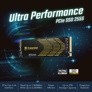 SSD Transcend 2TB M.2 NVMe PCIe 4.0 (Gen4x4) з радіатором - 7400 МБ/с для PS5, ПК, ноутбуків