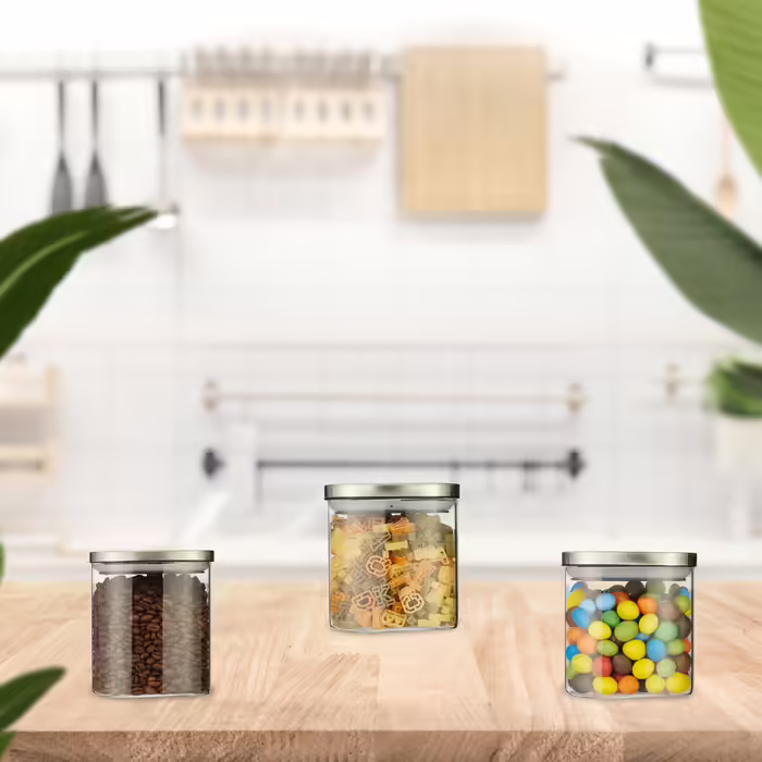 Relaxdays Set of 3 Storage Jars with Lids, 600 ml