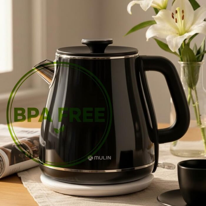 Електричний чайник MULIN Retro, 1.8 л, 2200 Вт, Швидке кип'ятіння, Автоматичне відключення, Чорний