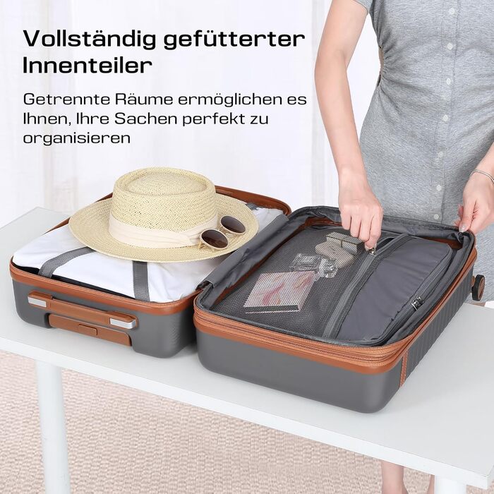 Набір валіз Joyway з ABS-пластику, розширюваний, на 4 колесах з TSA-замком (сірий, M)