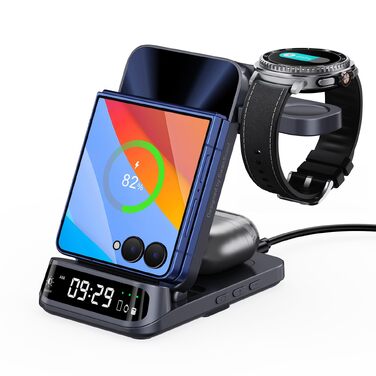 Бездротова зарядна станція 3-в-1 SwanScout 708F для Samsung Galaxy Z Flip 7/6/5/4/3, Galaxy Watch 8/7/6/5/4 та Galaxy Buds 3/2 Pro, індукційний зарядний пристрій (без адаптера)