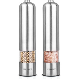 Електричні мельниці для солі та перцю (2 шт.) з LED-підсвіткою, керамічні жорна, регулювання помелу, нержавіюча сталь