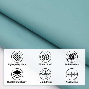 Штора для ванної кімнати 180x180 см, антигрибкова, водонепроникна, з кільцями, блакитна (PEVA)