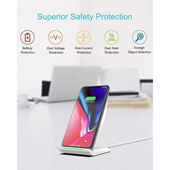 Бездротовий зарядний пристрій NANAMI для iPhone 17/16/15/14/13/12/11 Pro Max/XS/XR/X/8+, Samsung Galaxy S26/S25/S24/S23 - Швидка індуктивна зарядка, сріблястий колір