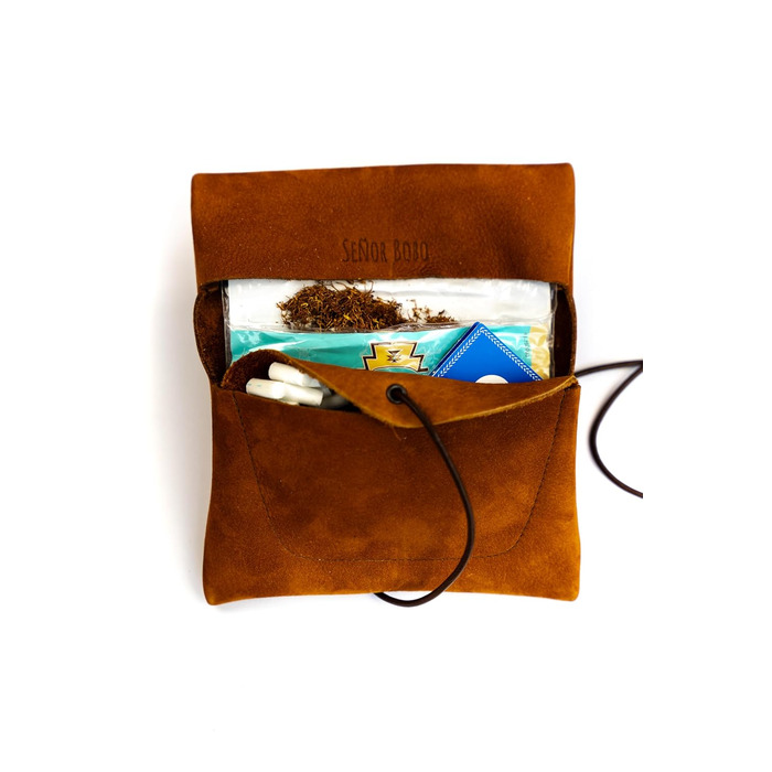 Tabaktasche SEÑOR BOBO - Handmade in DE - Premium Nubuck Leather - with Filter Compartment - Manufacturing Quality from Bavaria - Tobacco Pouch for Rolling Tobacco and Tobacco