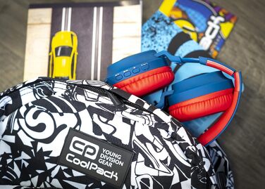 Дитячі навушники PowerLocus Bluetooth Over-Ear з LED-підсвічуванням та обмеженням гучності 85dB, з мікрофоном для телефону, планшета, ПК, ТВ (Синій/Червоний)