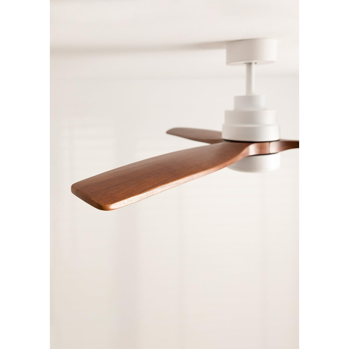 Вентилятор стельовий CREATE WINDSTYLANCE Natural Wood з підсвічуванням, білий, Wi-Fi, пульт, 40W, Ø132 см, літній/зимовий режим, дерев'яні лопаті, з вимикачем на стіні