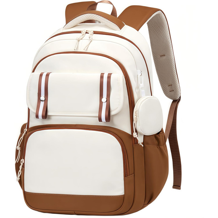 Шкільний рюкзак Aryan для жінок, 17 дюймів, легкий, з відділенням для ноутбука, сумка для жінок, підлітків, дівчаток та хлопців, для подорожей, навчання та роботи (колір: коричневий)